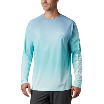 Columbia Muške Majice S Kapuljačom - PFG Terminal Deflector Printed Long Sleeve Svijetlo Tirkizne |